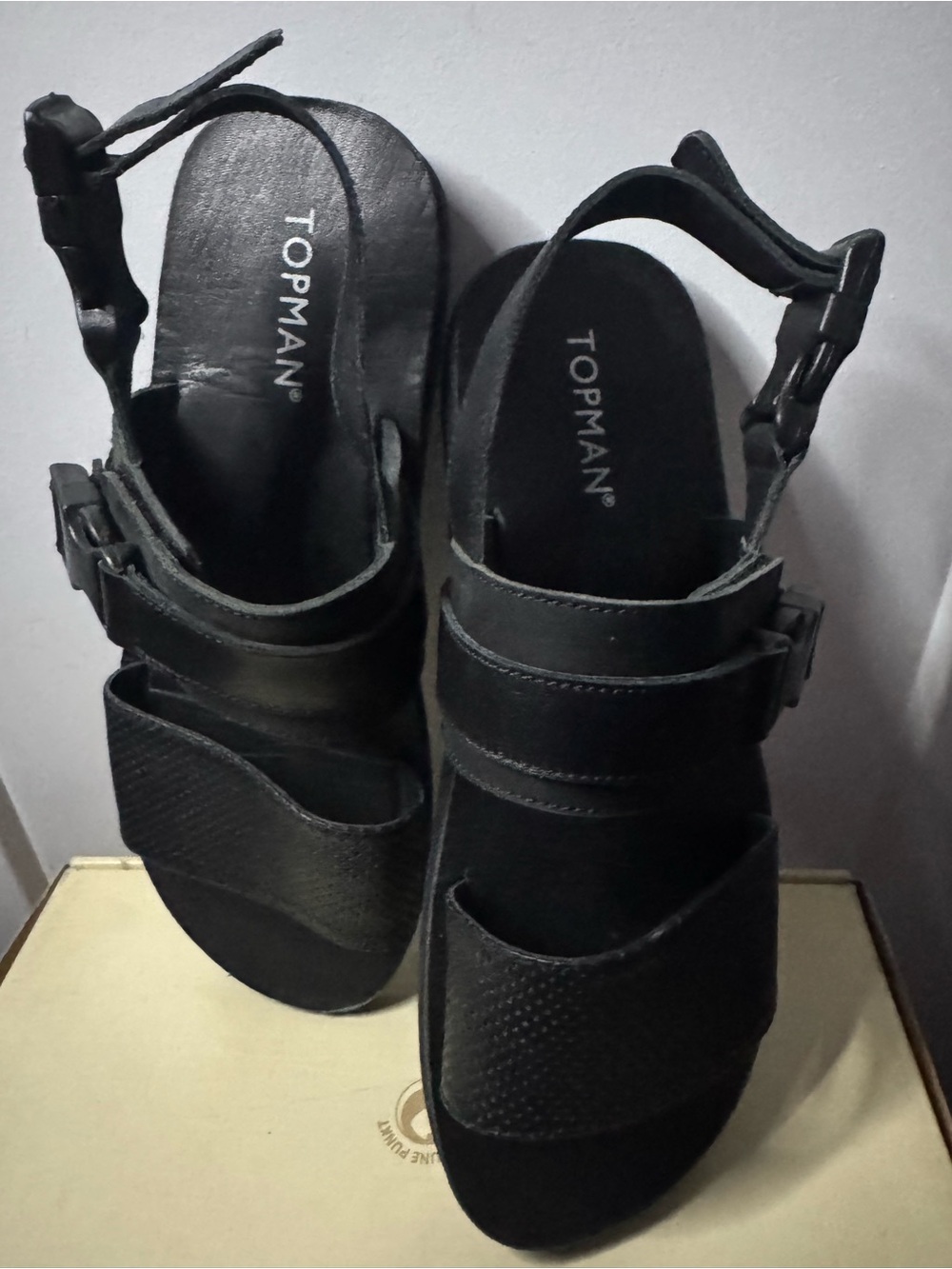Topman Black men’s  Buckle Strap Sandals